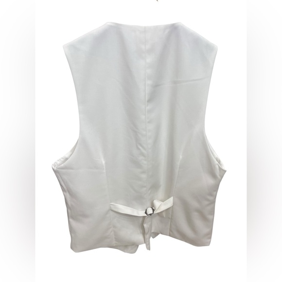 Blitz Moda White Tuxedo Vest Men’s M Wedding Formal Waistcoat Adjustable Back - Picture 3 of 7